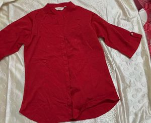 Red button up shirt