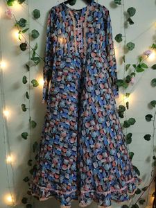 Blue 🔵 multi Color Cotton Formal Dress