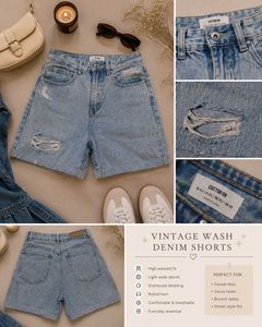 Light Wash Distressed Denim Shorts