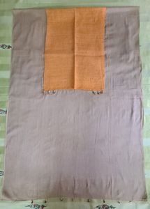 Beige Cotton Dupatta with Mustard jute Panel