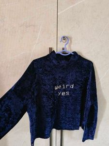 Velvet "Weird Yes" Mock Neck Top