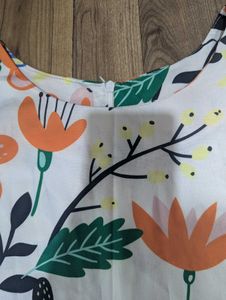 Floral Print Maxi Dress with Orange Skirt