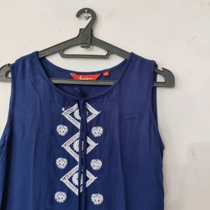 FUSION blue fit &amp; flare a-line kurta