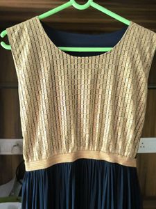 Elegant Blue &amp; Gold Maxi Dress