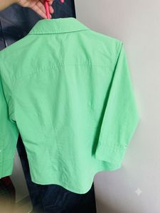 Lime Green Collared Button-Up Shirt