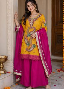 Beautiful Yellow Embroidered Kurta