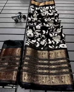 Elegant Black Floral Saree