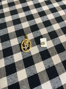 Gold Tone Om Pendant & Stud