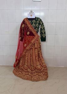 Embroidered Velvet Lehenga Choli Set