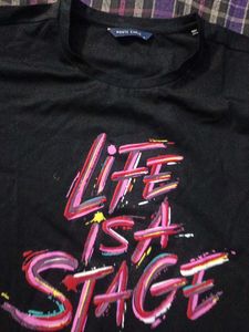 Black "Life is a Stage" Graphic T-Shirt