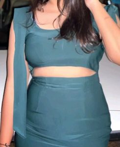 emerald Green bodycon dress with waist cut