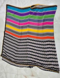 Vibrant Striped Chiffon Saree