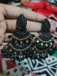 Elegant Black Jhumka Earrings