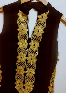 Black &amp; Golden Party Wear Kurta &amp; Dupatta 32 Bust
