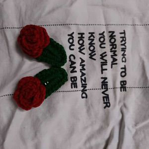 Crochet Rose Hair Clip (Pair)