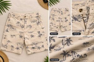 Men's Tropical Print Slim Fit Shorts
