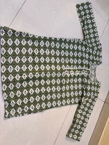 Green Geometric Print Kurta