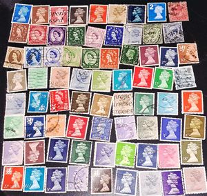 70+ Vintage Queen Elizabeth II Postage Stamps