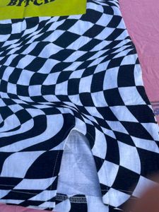 Checkered Graphic Print Mini Dress
