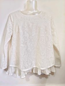 Elegant White Lace Peplum Top 36"-38"