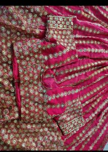 pure vintage Pink &amp; Gold Embroidered Lehenga Choli