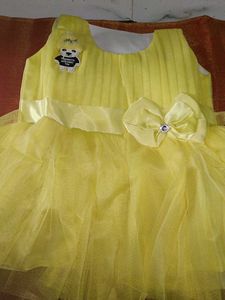 Yellow Party Dress with Bow frock