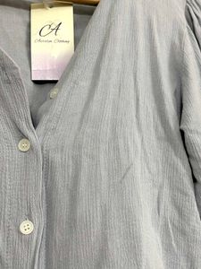 Light Blue V-Neck Button-Up Crop Top