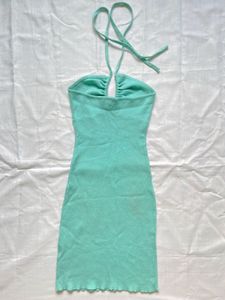 Aqua Halter Neck Mini Dress