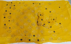 🇳🇿💫🎀 Y2K Exquisite Yellow Embellished Saree