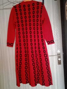 Chic Red &amp; Black Patterned Dress