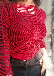 Crochet Red Spiderweb Top 🕸️