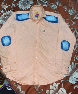 Stylish Men's Peach Polka Dot Shirt