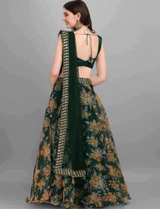 Elegant Floral Print Lehenga Choli Set