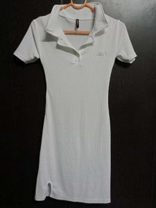 White Collared Short Sleeve Dress