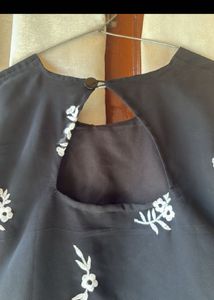 Black Kurta with White Embroidery