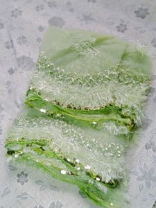 Green Embellished Net Dupatta