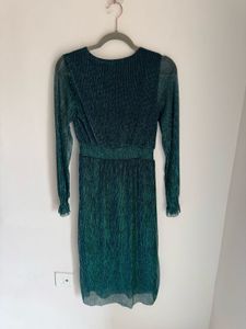 Green Shimmer Wrap Dress