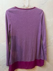 Purple V-Neck Long Sleeve Top with Pocket