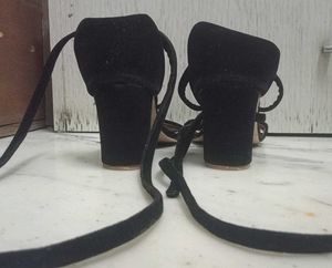 Black Suede strappy Lace-Up Block Heels