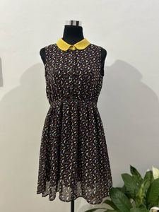 Noir Petal Peter Pan Collar Dres
