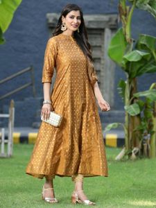 Mustard Printed Kurti Dress