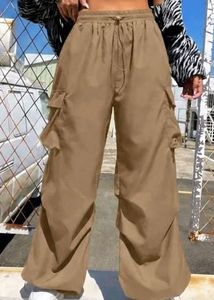 Khaki Cargo Parachute Pants