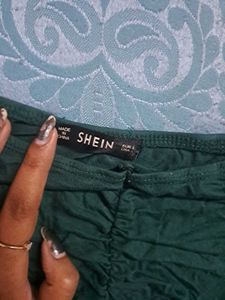 Shein Green Ruched Long Sleeve Top