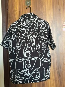 Abstract Face Print Short Sleeve Shirt