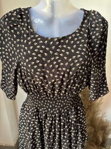 Chic Black &amp; White Print Midi Dress