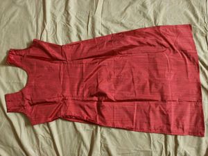 Elegant Coral Kurta with Gold Embroidery