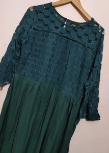 Mehandi Green Plus Size Lace Kurti 36 Bust