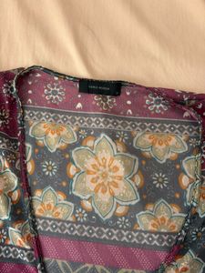 Y2k Boho Floral V-Neck Sheer Top/ dress
