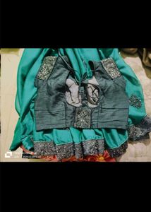 Elegant Teal Saree with Embellished Blouse