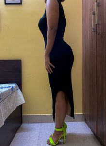 Asymmetrical Color Block Midi Dress